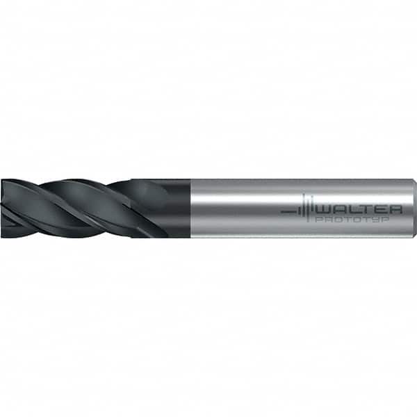 Walter-Prototyp - 12mm, 26mm LOC, 12mm Shank Diam, 83mm OAL, 4 Flute, Solid Carbide Square End Mill - TiAlN Finish, 38° Helix, Right Hand Cut, Right Hand Flute, Series MC251-A-4-B - Americas Industrial Supply