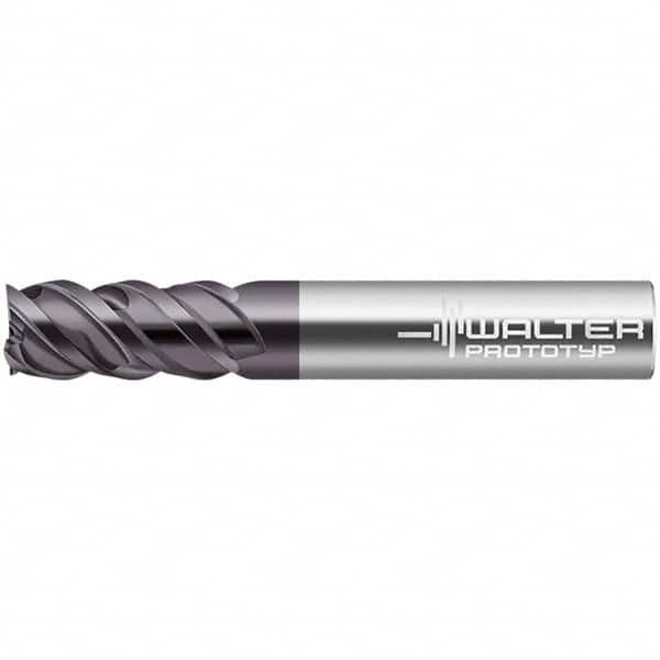 Walter-Prototyp - 6mm, 13mm LOC, 6mm Shank Diam, 57mm OAL, 4 Flute, Solid Carbide Square End Mill - TiAlN Finish, 50° Helix, Right Hand Cut, Right Hand Flute, Series MC326-A-B - Americas Industrial Supply