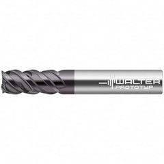 Walter-Prototyp - 6mm, 13mm LOC, 6mm Shank Diam, 57mm OAL, 4 Flute, Solid Carbide Square End Mill - TiAlN Finish, 50° Helix, Right Hand Cut, Right Hand Flute, Series MC326-A-B - Americas Industrial Supply