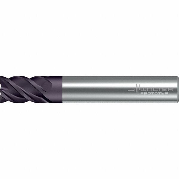 Walter-Prototyp - 12mm, 16mm LOC, 12mm Shank Diam, 73mm OAL, 4 Flute, Solid Carbide Square End Mill - TiAlN Finish, 45° Helix, Right Hand Cut, Right Hand Flute, Series MC322-A-A - Americas Industrial Supply