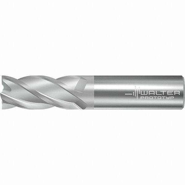 Walter-Prototyp - 12.7mm, 25mm LOC, 12.7mm Shank Diam, 88.9mm OAL, 4 Flute, Solid Carbide Square End Mill - TiAlN/TiAl Finish, 38° Helix, Right Hand Cut, Right Hand Flute, Series AH2034217 - Americas Industrial Supply