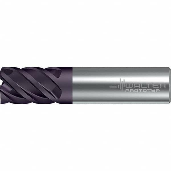 Walter-Prototyp - 20mm, 26mm LOC, 20mm Shank Diam, 92mm OAL, 5 Flute, Solid Carbide Square End Mill - TiAlN Finish, 45° Helix, Right Hand Cut, Right Hand Flute, Series MC322-A-A - Americas Industrial Supply
