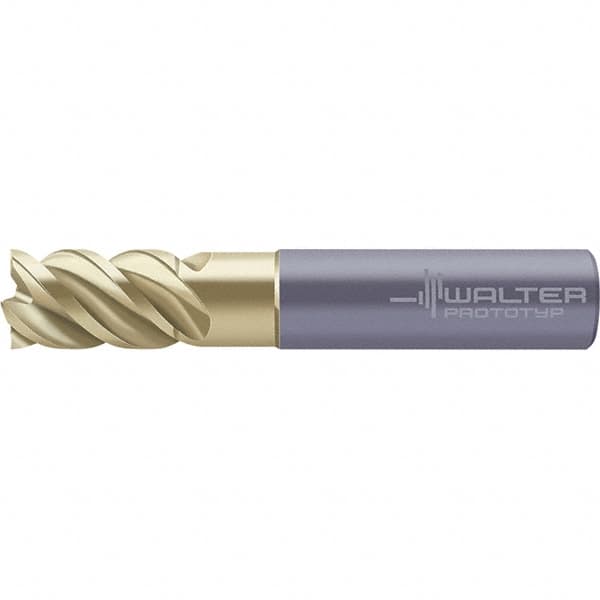 Walter-Prototyp - 10mm, 28mm LOC, 10mm Shank Diam, 72mm OAL, 4 Flute, Solid Carbide Square End Mill - AlTiN/ZrN Finish, 50° Helix, Right Hand Cut, Right Hand Flute, Series MC341-A-4-P - Americas Industrial Supply