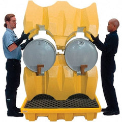 UltraTech - 66 Gal Sump, 3,000 Lb Capacity, 4 Drum, Polyethylene P4 Drum Rack Containment System - 53" Long x 53" Wide x 77-3/4" High, Two-Tier Drum Configuration - Americas Industrial Supply