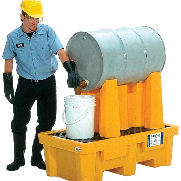 UltraTech - 66 Gal Sump, 750 Lb Capacity, 1 Drum, Polyethylene P1 Drum Rack Containment System - 52" Long x 29" Wide x 49-1/2" High, Two-Tier Drum Configuration - Americas Industrial Supply