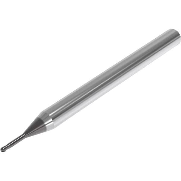 Seco - 3mm Diam, 3mm LOC, 2 Flute Solid Carbide Ball End Mill - SIRON-A Finish, Single End, 60mm OAL, 4mm Shank Diam, Spiral Flute - Americas Industrial Supply