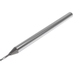 Seco - 1mm Diam, 1mm LOC, 2 Flute Solid Carbide Ball End Mill - Diamond Finish, Single End, 40mm OAL, 4mm Shank Diam, Spiral Flute - Americas Industrial Supply