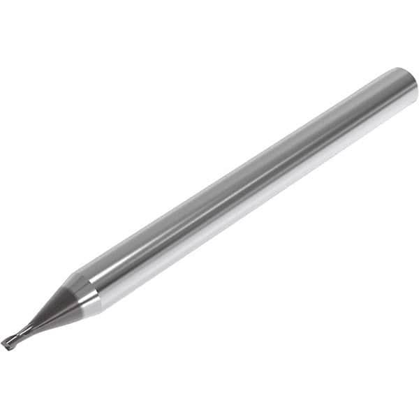 Seco - 0.2mm, 0.3mm LOC, 4mm Shank Diam, 45mm OAL, 2 Flute, Solid Carbide Square End Mill - Single End, SIRON-A Finish, Spiral Flute, 30° Helix, Centercutting, Right Hand Cut, Right Hand Flute, Series JME542 - Americas Industrial Supply