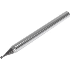 Seco - 0.2mm, 0.3mm LOC, 4mm Shank Diam, 45mm OAL, 2 Flute, Solid Carbide Square End Mill - Single End, SIRON-A Finish, Spiral Flute, 30° Helix, Centercutting, Right Hand Cut, Right Hand Flute, Series JME542 - Americas Industrial Supply