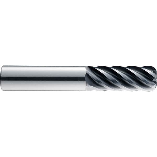 SGS - 5/8", 6 Flute, Single End, Solid Carbide, 0.19" Corner Radius End Mill - 5" OAL, 41° Helix, 3/4" LOC, Right Hand Cut - Americas Industrial Supply