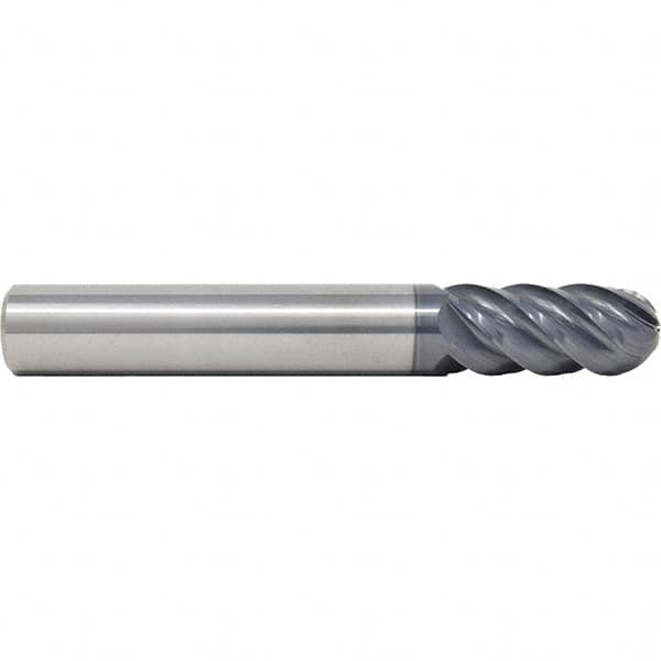 SGS - 16mm Diam, 32mm LOC, 5 Flute Solid Carbide Ball End Mill - AlTiN Finish, Single End, 92mm OAL, 16mm Shank Diam, Spiral Flute - Americas Industrial Supply
