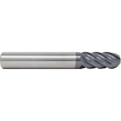 SGS - 16mm Diam, 32mm LOC, 5 Flute Solid Carbide Ball End Mill - AlTiN Finish, Single End, 92mm OAL, 16mm Shank Diam, Spiral Flute - Americas Industrial Supply