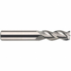 SGS - 12mm, 16mm LOC, 12mm Shank Diam, 100mm OAL, 3 Flute, Solid Carbide Square End Mill - Single End, TiB2 Finish, Spiral Flute, 38° Helix, Centercutting, Right Hand Cut, Right Hand Flute, Series 43MS - Americas Industrial Supply