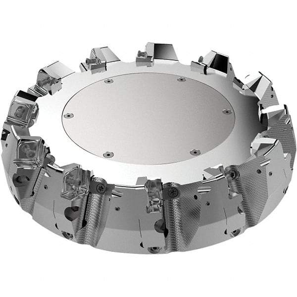 Seco - 9.84" Cut Diam, 2.36" Arbor Hole, 11mm Max Depth of Cut, 71° Indexable Chamfer & Angle Face Mill - 11 Inserts, Right Hand Cut, 11 Flutes, Through Coolant, Series R220.56 - Americas Industrial Supply