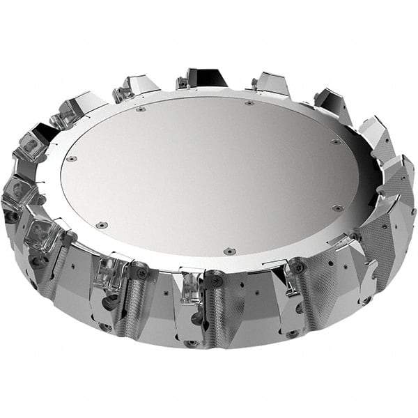 Seco - 12.4" Cut Diam, 2.36" Arbor Hole, 9mm Max Depth of Cut, 48° Indexable Chamfer & Angle Face Mill - 14 Inserts, Right Hand Cut, 14 Flutes, Through Coolant, Series R220.54 - Americas Industrial Supply