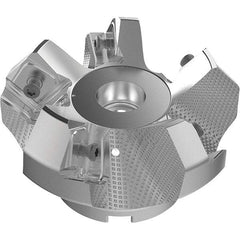 Seco - 3.15" Cut Diam, 1" Arbor Hole, 9mm Max Depth of Cut, 48° Indexable Chamfer & Angle Face Mill - 5 Inserts, Right Hand Cut, 5 Flutes, Through Coolant, Series R220.54 - Americas Industrial Supply
