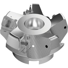 Seco - 3.94" Cut Diam, 1-1/2" Arbor Hole, 11mm Max Depth of Cut, 71° Indexable Chamfer & Angle Face Mill - 5 Inserts, Right Hand Cut, 5 Flutes, Through Coolant, Series R220.56 - Americas Industrial Supply