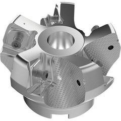 Seco - 80mm Cut Diam, 27mm Arbor Hole, 11mm Max Depth of Cut, 71° Indexable Chamfer & Angle Face Mill - 5 Inserts, 63 Insert, Right Hand Cut, 5 Flutes, Through Coolant, Series R220.56 - Americas Industrial Supply