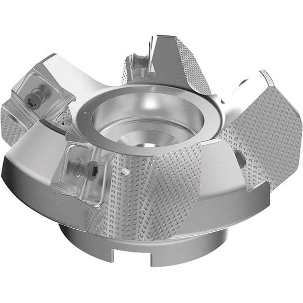 Seco - 100mm Cut Diam, 32mm Arbor Hole, 9mm Max Depth of Cut, 48° Indexable Chamfer & Angle Face Mill - 5 Inserts, 63 Insert, Right Hand Cut, 5 Flutes, Through Coolant, Series R220.54 - Americas Industrial Supply