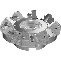 Seco - 125mm Cut Diam, 40mm Arbor Hole, 9mm Max Depth of Cut, 48° Indexable Chamfer & Angle Face Mill - 8 Inserts, 63 Insert, Right Hand Cut, 8 Flutes, Through Coolant, Series R220.54 - Americas Industrial Supply