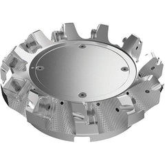 Seco - 160mm Cut Diam, 40mm Arbor Hole, 9mm Max Depth of Cut, 48° Indexable Chamfer & Angle Face Mill - 11 Inserts, 63 Insert, Right Hand Cut, 11 Flutes, Through Coolant, Series R220.54 - Americas Industrial Supply