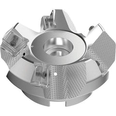 Seco - 3.94" Cut Diam, 1-1/2" Arbor Hole, 9mm Max Depth of Cut, 48° Indexable Chamfer & Angle Face Mill - 5 Inserts, Right Hand Cut, 5 Flutes, Through Coolant, Series R220.54 - Americas Industrial Supply