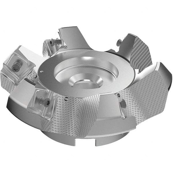 Seco - 125mm Cut Diam, 40mm Arbor Hole, 9mm Max Depth of Cut, 48° Indexable Chamfer & Angle Face Mill - 6 Inserts, 63 Insert, Right Hand Cut, 6 Flutes, Through Coolant, Series R220.54 - Americas Industrial Supply