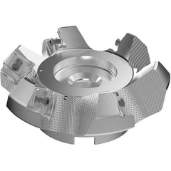 Seco - 125mm Cut Diam, 40mm Arbor Hole, 9mm Max Depth of Cut, 48° Indexable Chamfer & Angle Face Mill - 6 Inserts, 63 Insert, Right Hand Cut, 6 Flutes, Through Coolant, Series R220.54 - Americas Industrial Supply
