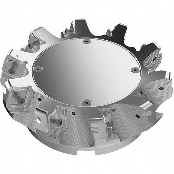 Seco - 160mm Cut Diam, 40mm Arbor Hole, 11mm Max Depth of Cut, 71° Indexable Chamfer & Angle Face Mill - 10 Inserts, 63 Insert, Right Hand Cut, 10 Flutes, Through Coolant, Series R220.56 - Americas Industrial Supply