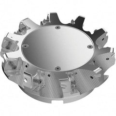 Seco - 160mm Cut Diam, 40mm Arbor Hole, 11mm Max Depth of Cut, 71° Indexable Chamfer & Angle Face Mill - 10 Inserts, 63 Insert, Right Hand Cut, 10 Flutes, Through Coolant, Series R220.56 - Americas Industrial Supply