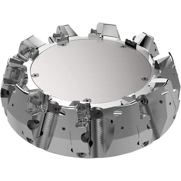 Seco - 7.87" Cut Diam, 2.36" Arbor Hole, 11mm Max Depth of Cut, 71° Indexable Chamfer & Angle Face Mill - 9 Inserts, Right Hand Cut, 9 Flutes, Through Coolant, Series R220.56 - Americas Industrial Supply