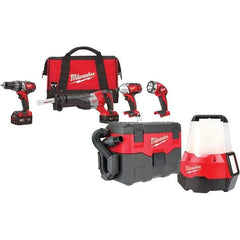 Milwaukee Tool - 18 Volt Cordless Tool Combination Kit - Includes 1/2" Hammer Drill, 1/4" Hex Impact Driver & Sawzall Reciprocating Saw, Lithium-Ion Battery Included - Americas Industrial Supply