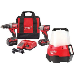 Milwaukee Tool - 18 Volt Cordless Tool Combination Kit - Includes 1/2" Brushless Hammer Drill/Driver & Brushless 1/4" Impact Driver, Lithium-Ion Battery Included - Americas Industrial Supply