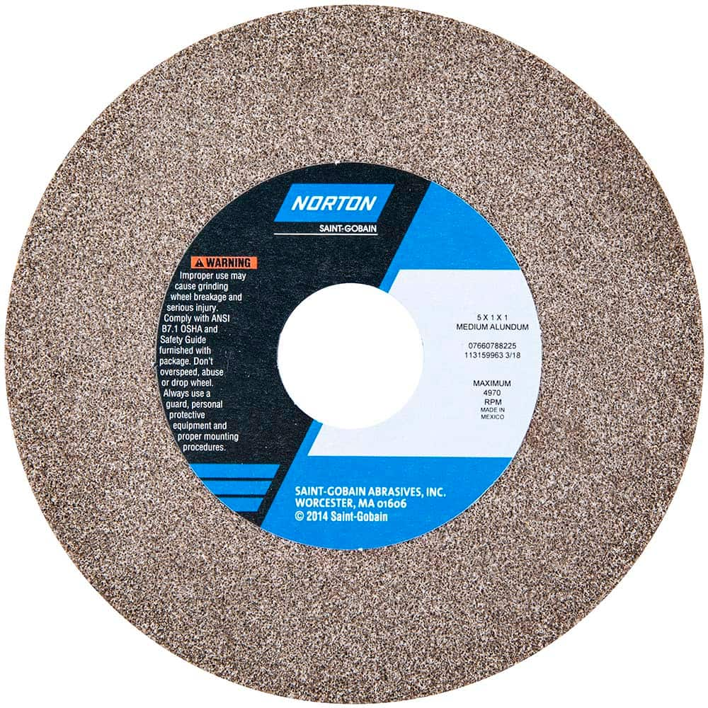 Norton - Bench & Pedestal Grinding Wheels Wheel Diameter (Inch): 5 Hole Size (Inch): 1 - Americas Industrial Supply