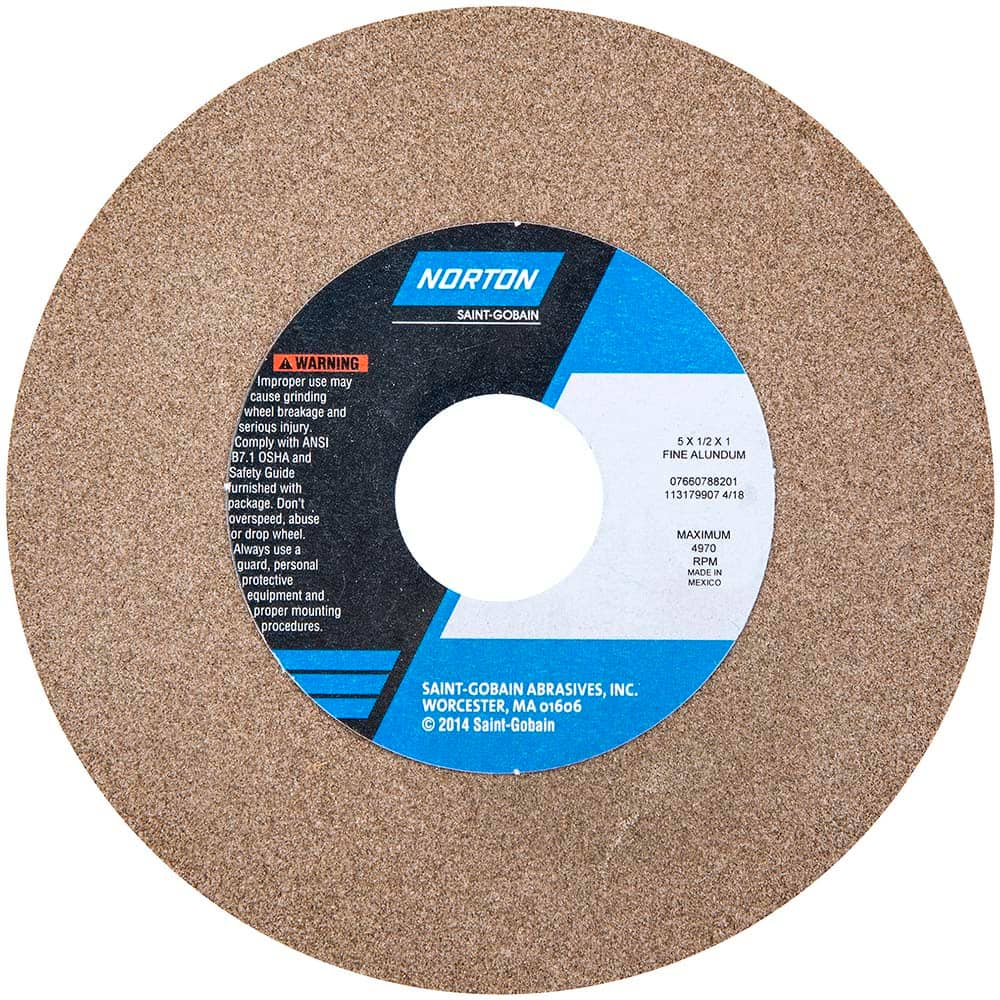 Norton - Bench & Pedestal Grinding Wheels Wheel Diameter (Inch): 5 Hole Size (Inch): 1 - Americas Industrial Supply