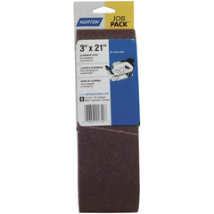 Norton - 3" Wide x 21" OAL, 220 Grit, Aluminum Oxide Abrasive Belt - Americas Industrial Supply