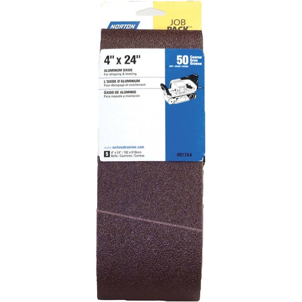 Norton - 4" Wide x 24" OAL, 50 Grit, Aluminum Oxide Abrasive Belt - Americas Industrial Supply