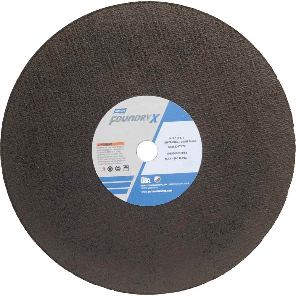 Norton - 14 x 1/8, 1" Hole 24 Grit Zirconia Alumina Cutoff Wheel - Americas Industrial Supply