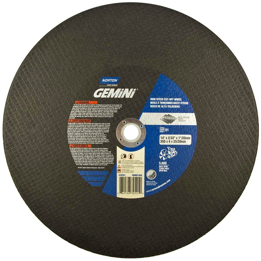 Norton - 14 x 5/32, 1" Hole 24 Grit Aluminum Oxide Cutoff Wheel - Americas Industrial Supply