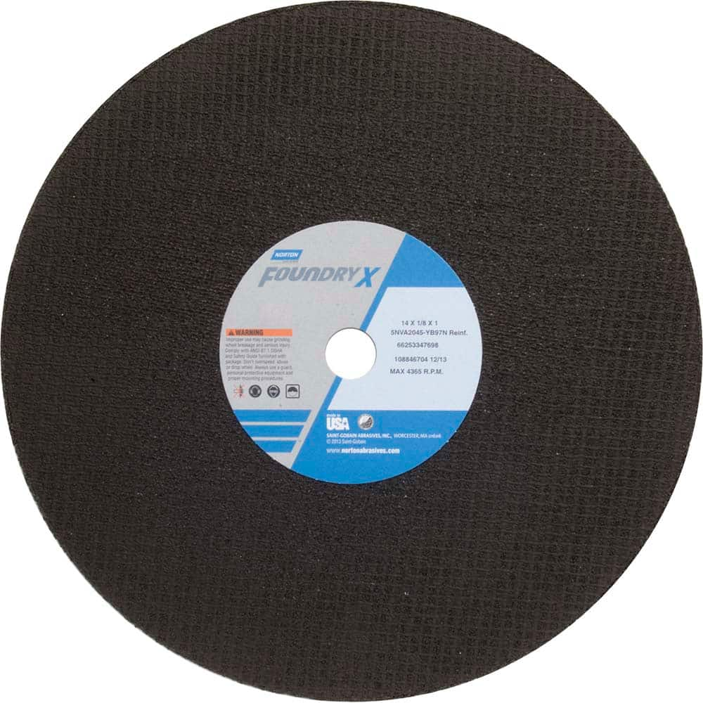 Norton - 14 x 1/8, 1" Hole 24 Grit Zirconia Alumina Cutoff Wheel - Americas Industrial Supply