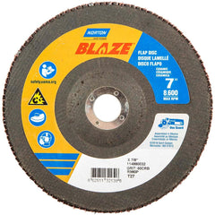 Norton - 7" 60 Grit 7/8" Center Hole Type 27 Ceramic Alumina Flap Disc - Americas Industrial Supply