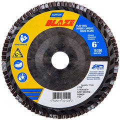 Norton - 6" 60 Grit 7/8" Center Hole Type 27 Ceramic Alumina Flap Disc - Americas Industrial Supply