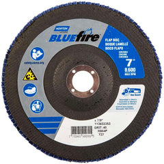 Norton - 7" 40 Grit 7/8" Center Hole Type 27 Zirconia Alumina Flap Disc - Americas Industrial Supply