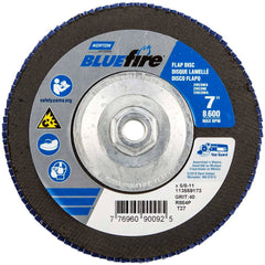 Norton - 7" 40 Grit 5/8-11 Center Hole Type 27 Zirconia Alumina Flap Disc - Americas Industrial Supply
