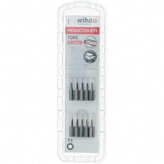 Wiha - 1/4" Drive T5 Torx Screwdriver Bit - 1" OAL, Insert Bit - Americas Industrial Supply