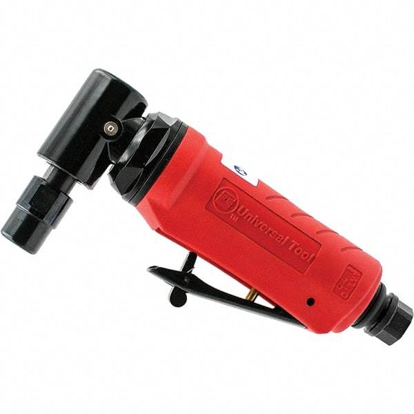 Universal Tool - 1/4" Collet, Angle Handle, Air Angle Die Grinder - Rear Exhaust, 4 CFM, 0.5 hp, 90 psi, 1/4" Inlet - Americas Industrial Supply