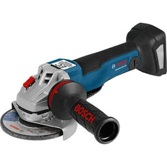 Bosch - 4-1/2" Wheel Diam, 9,000 RPM, Cordless Angle & Disc Grinder - 5/8-11 Spindle, 18 Volts, 6.3 Amps - Americas Industrial Supply