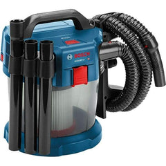 Bosch - 2.6 Gal Plastic Tank, Battery Powered Wet/Dry Vacuum - 18 Volt, 6.3 Amps, 5-1/4' Hose Fitting, Cordless - Americas Industrial Supply