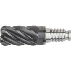 Kennametal - 25" Diam, 37.5mm LOC, 6 Flute 1mm Corner Radius End Mill Head - Solid Carbide, AlTiN Finish, Duo-Lock 25 Connection, Spiral Flute, 39° Helix, Centercutting - Americas Industrial Supply