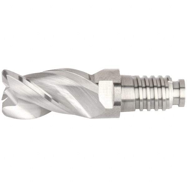 Kennametal - 20" Diam, 30mm LOC, 3 Flute 5mm Corner Radius End Mill Head - Solid Carbide, Uncoated, Duo-Lock 20 Connection, Spiral Flute, 38° Helix, Centercutting - Americas Industrial Supply